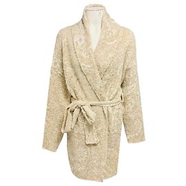 Autre Marque Momoni Beige Reading Knitwear Jacquard Knit Cardigan Sweater