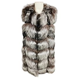 Gilet in pelliccia di volpe silver fox e camoscio di agnello Yves Salomon