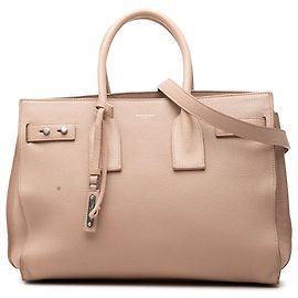 Autre Marque Saint Laurent Small Grained Calfskin Supple Sac De Jour Satchel Braun