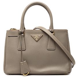 Bolso Prada Mini Saffiano Lux Galleria Double Zip Marrón