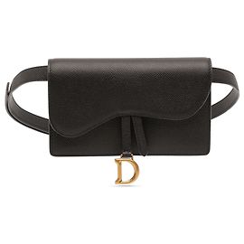 Autre Marque Pouch cintura Saddle Dior in pelle di vitello grana naturale nera