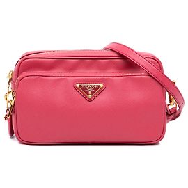 Borsa Camera Prada Saffiano a doppia zip Rosa