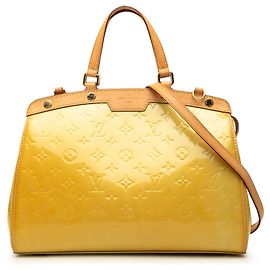 Louis Vuitton Monogram Vernis Brea MM Satchel Gelb