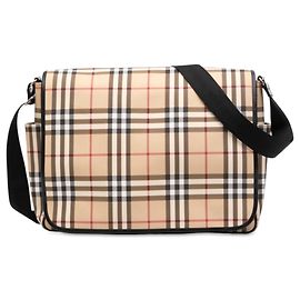 Bolso bandolera con solapa Burberry House Check de lona revestida Beige