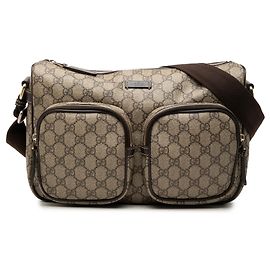 Beige Gucci GG Supreme Double Pocket Crossbody