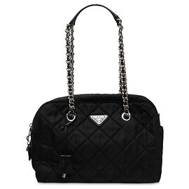 Sac à épaule à chaîne Prada Impuntu Tessuto Noir