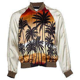 Autre Marque Saint Laurent, Giacca bomber teddy con palme in arancione