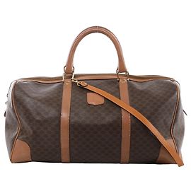 Céline Celine Macadam Boston PVC x Leather Reisetasche in Braun