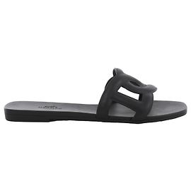 Hermès Aloha Chaîne d'Ancre Gummisandalen in Schwarz ME201157Z, Größe EU 37