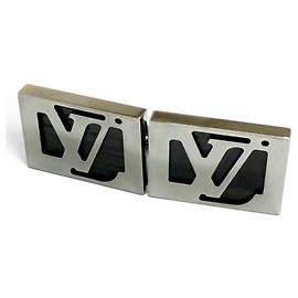 Boutons de manchette carrés Louis Vuitton Wood LV Initial