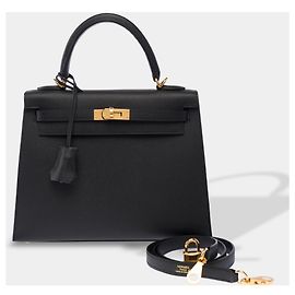 Hermès HERMES Kelly 25 Tasche aus schwarzem Leder - 103969