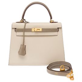 Hermès HERMES Kelly 25 Tasche aus weißem Leder - 103938