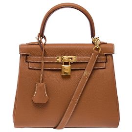 Hermès mala HERMES Kelly 25 em Couro Dourado - 103942