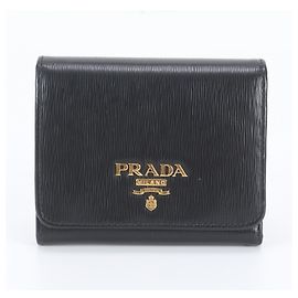 Carteira tri-fold Prada em couro Vitello Move