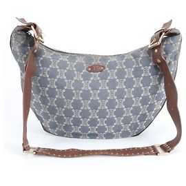 Céline Sac à épaule hobo en cuir et denim bleu Celine Macadam