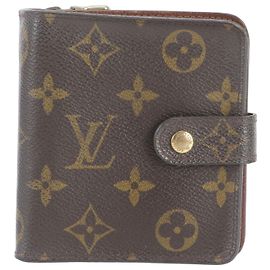Carteira bi-fold compacta com fecho Louis Vuitton Monogram