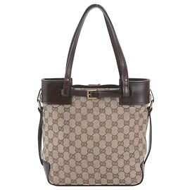 Gucci GG Canvas Leder-Tote-Bag
