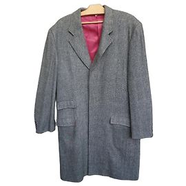 Louis Féraud Féraud Langer Mantel aus grauem Harris Tweed