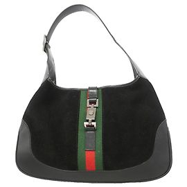 Bolsa de ombro Gucci em camurça preta