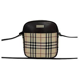 Burberry Logo Hardware Nova Check Pattern Canvas Leather Shoulder Bag