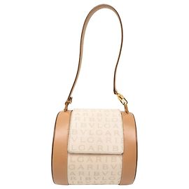 Bulgari Bolsa Bvlgari B.zero1 Logomania em Bege