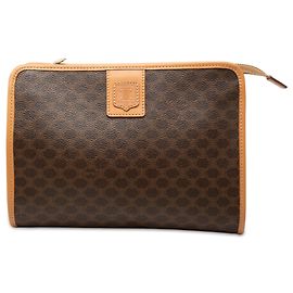 Céline Clutch Celine Brown Macadam Coated Canvas