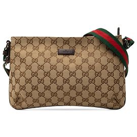 Gucci Beige GG Canvas Web Crossbody Tasche