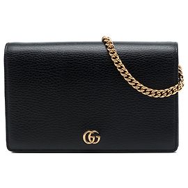 Gucci GG Marmont Wallet On Chain aus schwarzem Kalbsleder