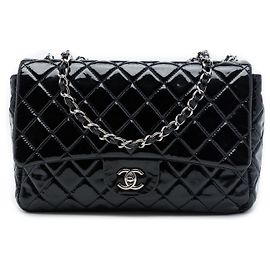 Chanel Black Jumbo Classic Patent Single Flap