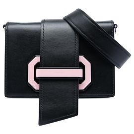 Prada Black City Calf Plex Ribbon Crossbody
