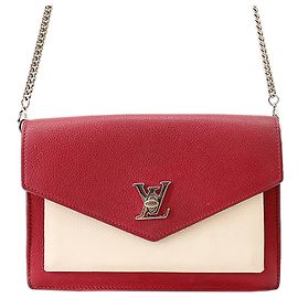 Louis Vuitton Red Bicolor Leather MyLockMe Chain Pochette