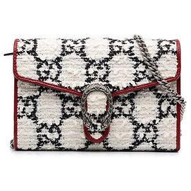 Portafoglio a catena Dionysus Gucci in tweed bianco GG