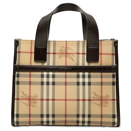 Burberry Beige Haymarket Check Handtasche aus beschichtetem Canvas