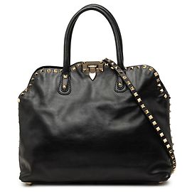 Bolso Valentino Rockstud Dome de piel negra con asa doble