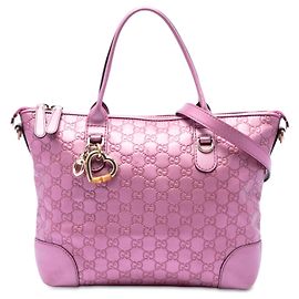 Bolsa Satchel Gucci Pink Metallic Guccissima Heart Bit