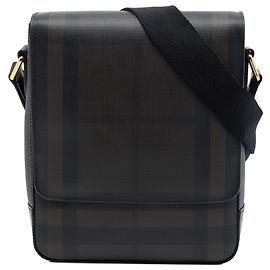 Burberry Greenford Messenger-Tasche aus beschichtetem Canvas mit grauem Smoked Check