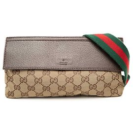 Borsa a tracolla Gucci in tela GG beige con Web