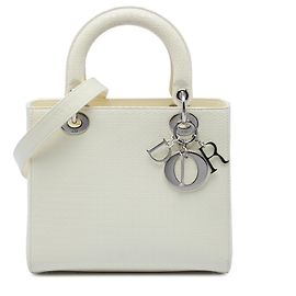 Autre Marque Dior White Medium Patent Microcannage Lady Dior