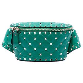 Valentino Green Nappa Rockstud Spike Belt Bag