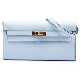 Carteira Hermès Kelly To Go em couro Epsom azul