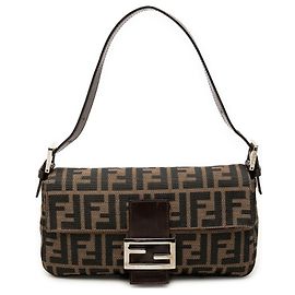 Borsa Baguette Fendi in tela Zucca marrone