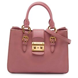 Borsa Satchel Miu Miu in pelle di capra rosa Madras