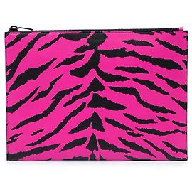 Autre Marque Clutch con zip Saint Laurent Pink Grain De Poudre stampa zebra