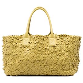 Bottega Veneta Bolso Cabat Poussin Paillettes de Nappa Intrecciato Amarillo Medium