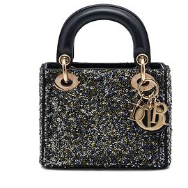 Autre Marque Mini Lady Dior in raso nero con paillettes Dior