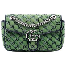 Bolsa de Ombro Gucci Green Medium GG Marmont Matelassé em tela GG diagonal