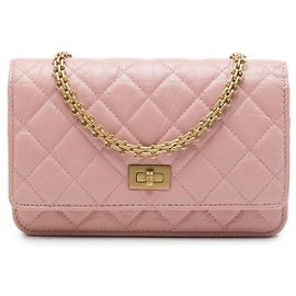 Chanel Cartera con cadena Reissue 2.55 de piel de becerro envejecida acolchada rosa