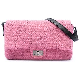 Chanel Pink Jumbo Quilted Tweed Reissue 2.55 Easy Messenger Flap