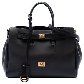 Balenciaga Bel Air Carry All Tote Klein aus Glattem Kalbsleder Schwarz