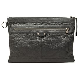 Balenciaga Clutch Classic Clip Motocross in pelle di agnello grigia M